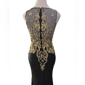 Dancing Queen Elegant Black Gown‎ with Gold Accents